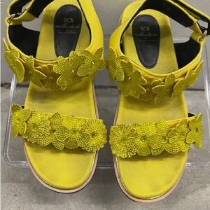 Yellow Floral Embellished Women's Sandals